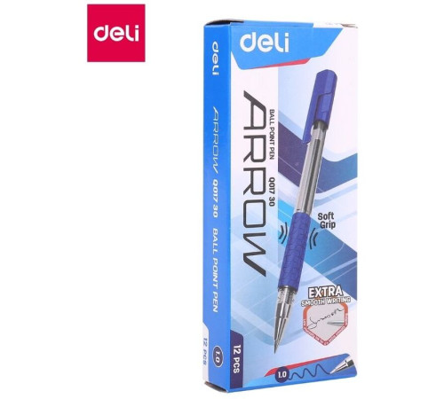 Ручка шариковая DELI "Arrow" Q1730, 1 мм, синяя