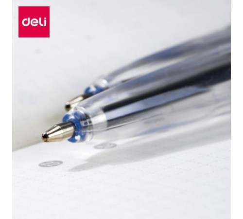 Ручка шариковая DELI "Classic", 0,7 мм, прозрачный корпус, синяя