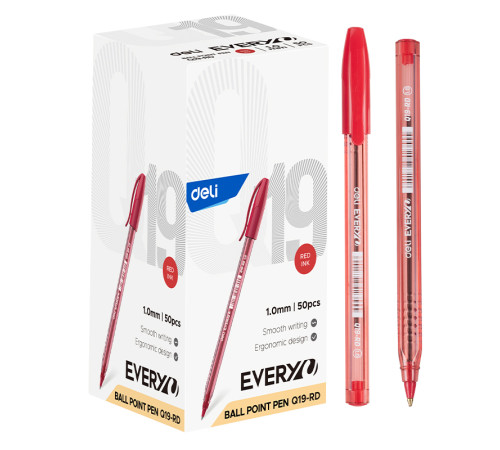 Ручка шариковая DELI "Every", 1 мм, цвет красный