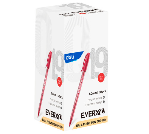 Ручка шариковая DELI "Every", 1 мм, цвет красный