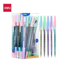 Ручка шариковая DELI "Macaron", 0,7 мм, тонированный корпус, синяя