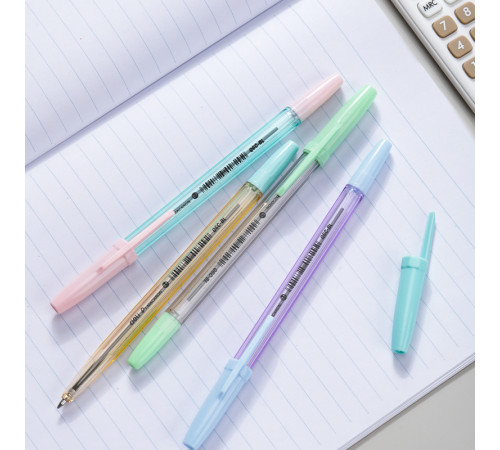 Ручка шариковая DELI "Macaron", 0,7 мм, тонированный корпус, синяя