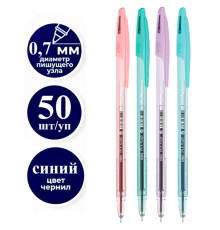 Ручка шариковая DELI "Pulsar" Q77C, 0,7 мм, тонированный корпус, синяя