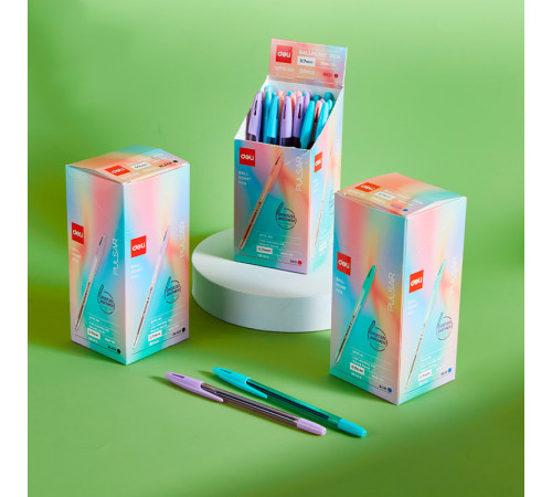 Ручка шариковая DELI "Pulsar" Q77C, 0,7 мм, тонированный корпус, синяя