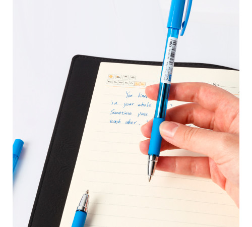 Ручка шариковая DELI "Q130", 0.7 мм, синяя, грип