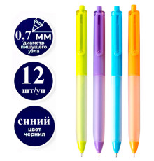 Ручка шариковая DELI "Q51" автоматическая, 0,7 мм, корпус ассорти, синяя, грип