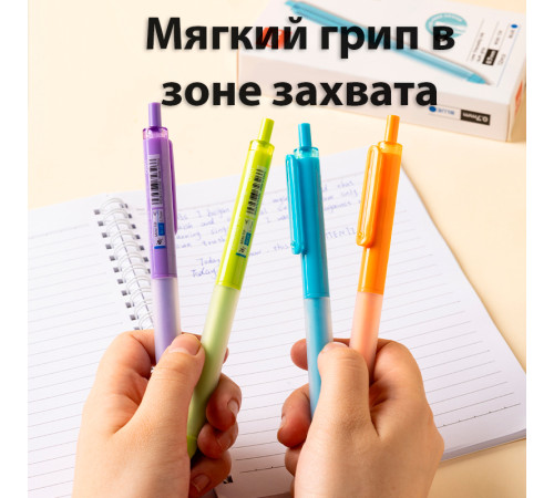 Ручка шариковая DELI "Q51" автоматическая, 0,7 мм, корпус ассорти, синяя, грип