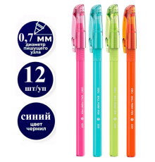 Ручка шариковая DELI "Q59", 0,7 мм, корпус ассорти, синяя, грип