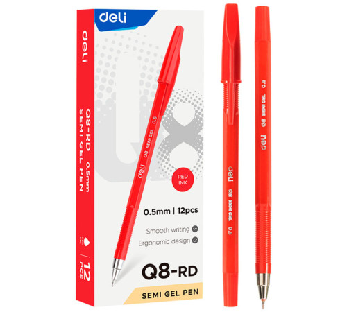 Ручка шариковая DELI "Q8" 0,5 мм, красная