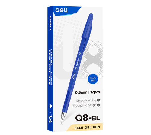 Ручка шариковая DELI "Q8" 0,5 мм, синяя