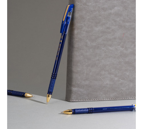 Ручка шариковая DELI "Q90", 0.7 мм, тонированный корпус, синяя, грип