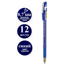 Ручка шариковая DELI "Q90", 0.7 мм, тонированный корпус, синяя, грип