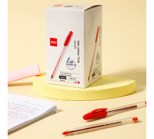 Ручка шариковая DELI "Q98", 1 мм, красная