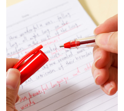 Ручка шариковая DELI "Q98", 1 мм, красная