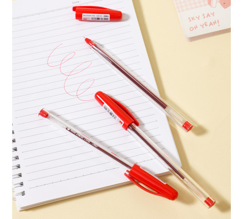 Ручка шариковая DELI "Q98", 1 мм, красная