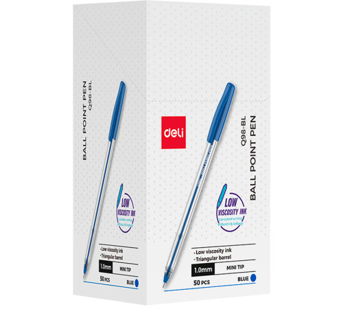 Ручка шариковая DELI "Q98", 1 мм, синяя