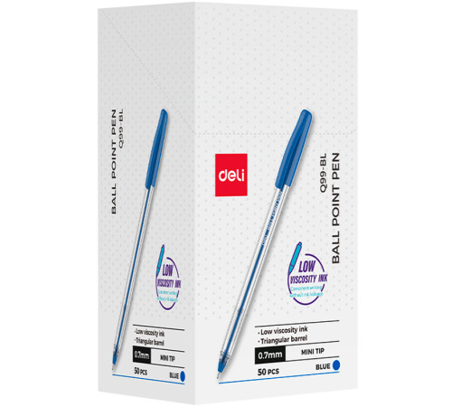 Ручка шариковая DELI "Q99", 0.7 мм, синяя