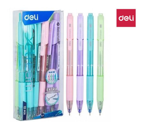 Ручка шариковая DELI "Smooth" автоматическая, 0,7 мм, синяя