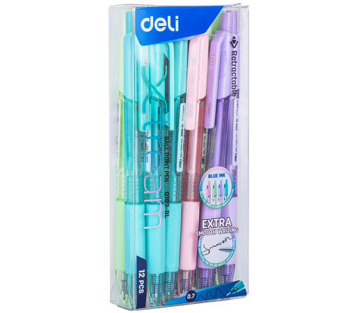 Ручка шариковая DELI "Smooth" автоматическая, 0,7 мм, синяя