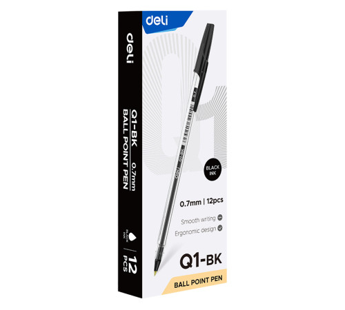 Ручка шариковая DELI "Think", 0,7 мм, черная