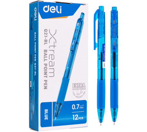 Ручка шариковая DELI "Xtream Q21" автоматическая, 0,7 мм, синяя