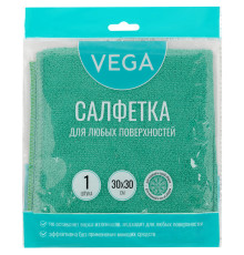 Салфетка для уборки Vega, микрофибра, 30*30см, 1шт., европодвес