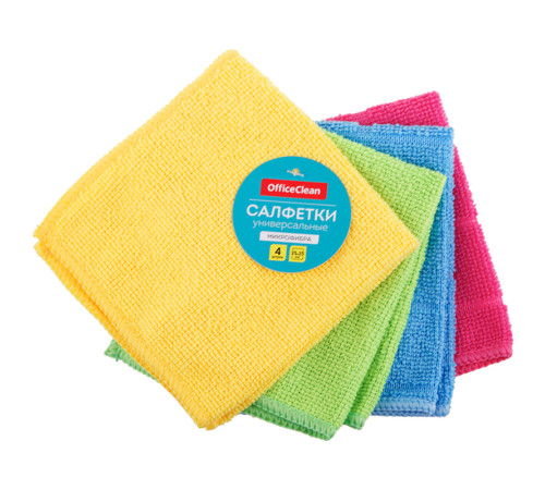 Салфетка из микрофибры OfficeClean "Универсальная", 25х25 см, 4 шт 