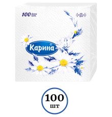 Салфетки Карина, 1-слойные, 100 штук в упаковке., белые