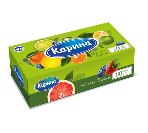 Салфетки Карина Фрукты, 2-слойные, вытяжные, 80 штук в упаковке