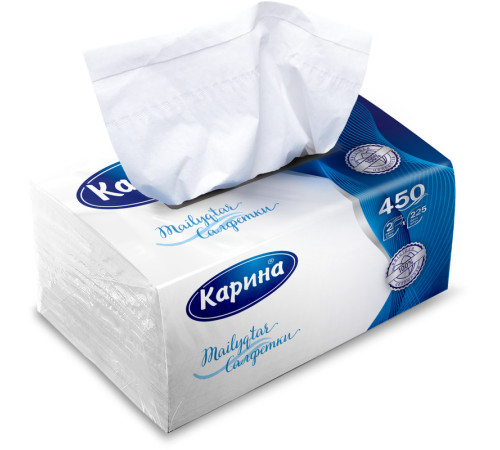 Салфетки Карина LINE. 2-слойные, вытяжные, 225 штук в упаковке