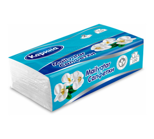 Салфетки Карина Орхидея, 2-слойные, вытяжные, 150 штук в упаковке