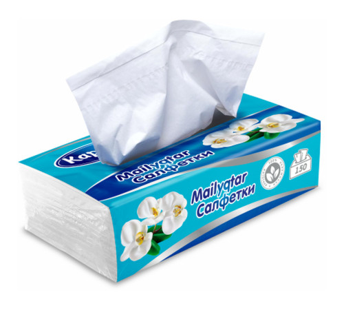 Салфетки Карина Орхидея, 2-слойные, вытяжные, 150 штук в упаковке