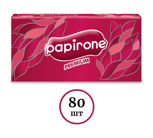 Салфетки Papirone, 3-слойные, вытяжные, 80 штук в упаковке