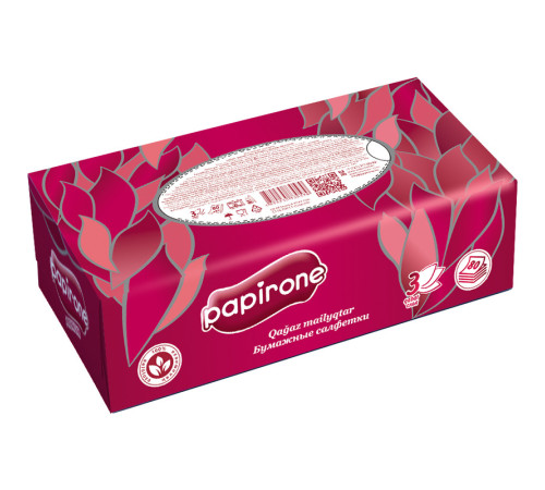 Салфетки Papirone, 3-слойные, вытяжные, 80 штук в упаковке