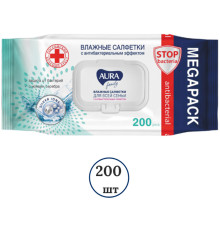 Салфетки влажные Aura "Family", для всей семьи, клапан, 200 шт