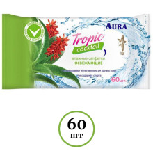 Салфетки влажные Aura "Tropic coctail", 60 штук в упаковке