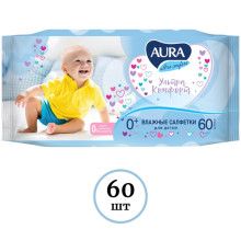 Салфетки влажные Aura "Ultra comfort", 60 штук в упаковке