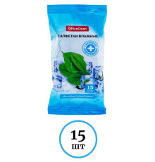 Салфетки влажные OfficeClean, антибактериальные, экстракт подорожника, 15 шт.
