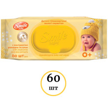 Салфетки влажные Smile Baby с ромашкой и алоэ, 60 штук в упаковке