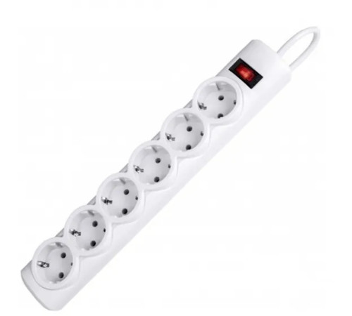 Сетевой фильтр "Defender DFS 155", 6 розеток, 5 метров, Белый 