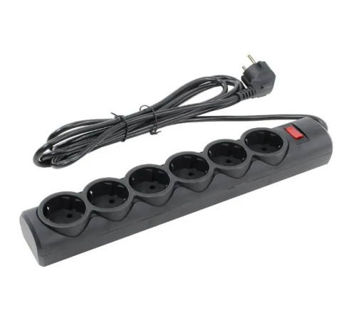 Сетевой фильтр "Defender DFS 155", 6 розеток, 5 метров, черный 