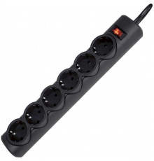 Сетевой фильтр "Defender DFS 155", 6 розеток, 5 метров, черный 