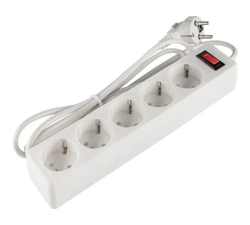 Сетевой фильтр "Defender ES", 5 розеток, 1.8 метров, белый 