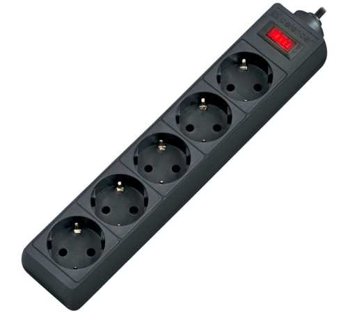 Сетевой фильтр "Defender ES", 5 розеток, 3 метра, черный