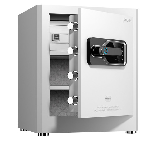 Сейф DELI "AE130" биометрический + электронный замок + ключ, 4500х380х320 мм, 20 кг, белый