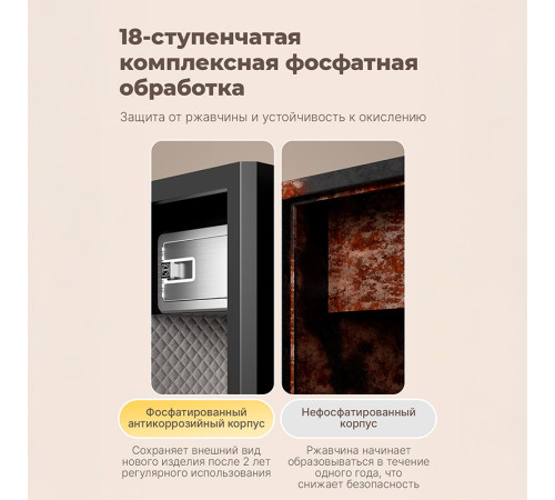 Сейф DELI "AE132" биометрический + электронный замок + ключ, 480х420х800 мм, 44 кг, белый