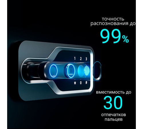 Сейф DELI "AE134" биометрический + электронный замок + ключ, 490х440х1000 мм, 61 кг, черный