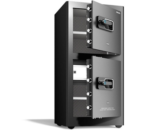 Сейф DELI "AE134" биометрический + электронный замок + ключ, 490х440х1000 мм, 61 кг, черный