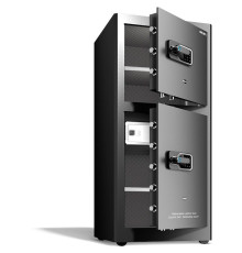 Сейф DELI "AE136" биометрический + электронный замок + ключ, 550x520х1200 мм, 80,5 кг, черный