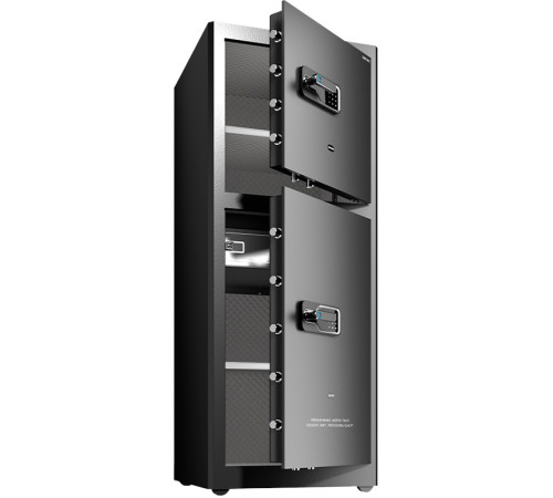 Сейф DELI "AE138" биометрический + электронный замок + ключ, 590x560х1500 мм, 93,5 кг, черный